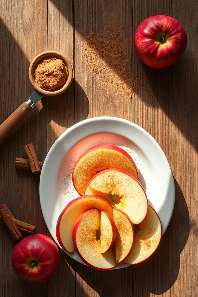 apples topped with cinnamon