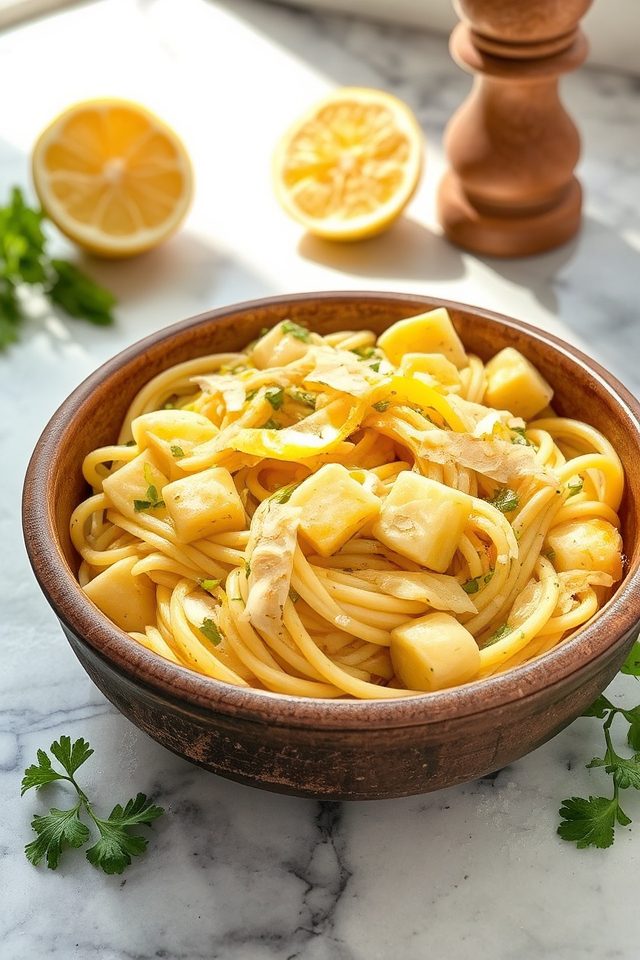 artichokes lemon garlic pasta