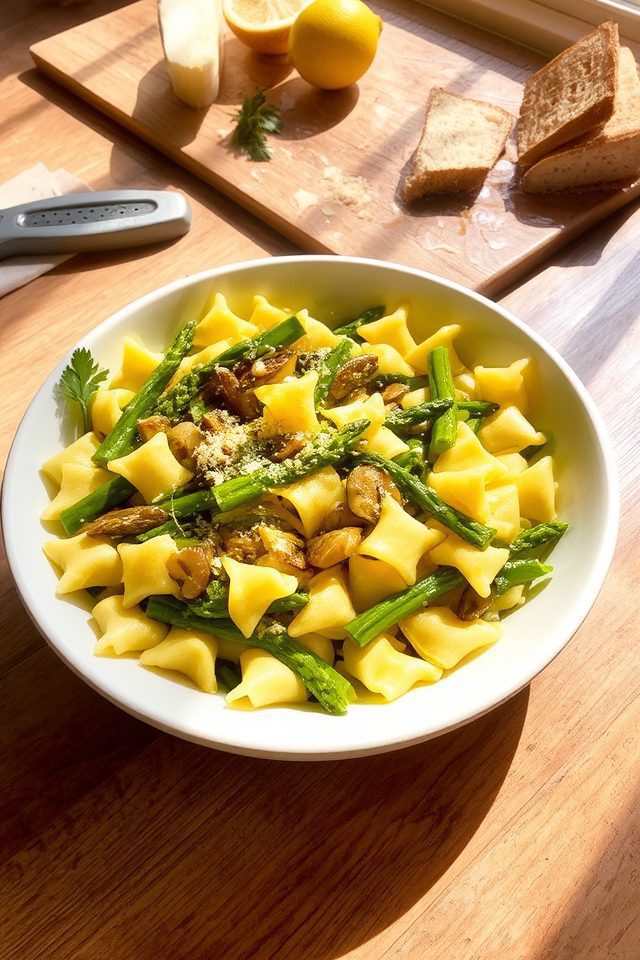 asparagus mushroom pasta delight
