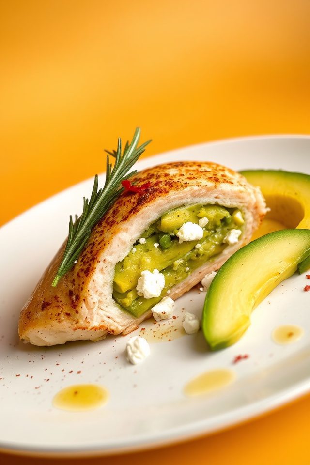 avocado feta chicken dish