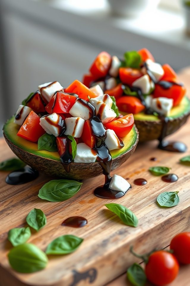 avocado filled with caprese