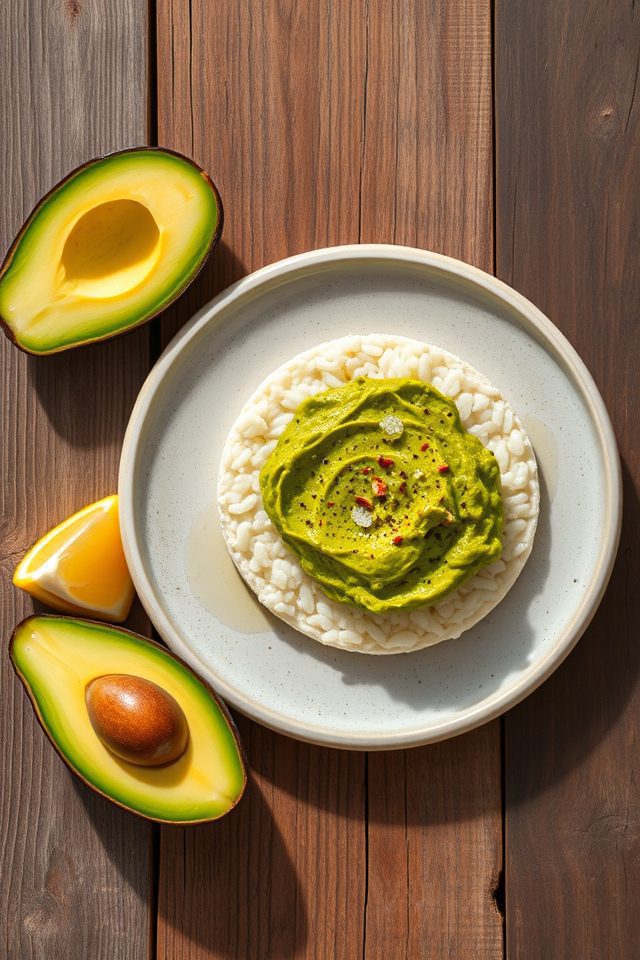 avocado mashed on ricecakes