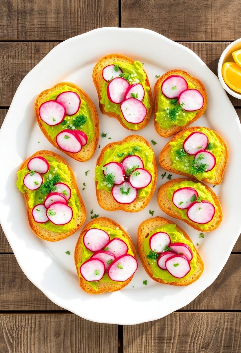 avocado toast radish herbs