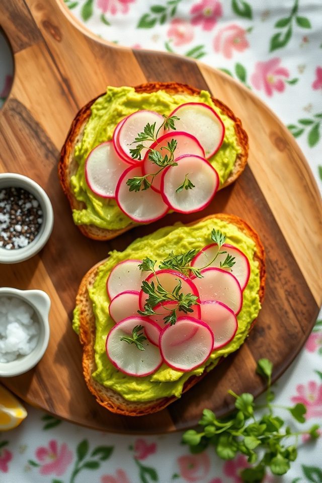 avocado toast radish microgreens