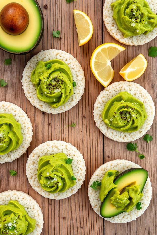 avocado topped rice cakes