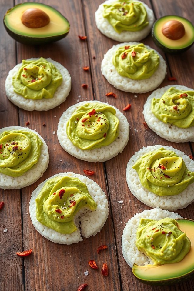 avocado topped rice cakes