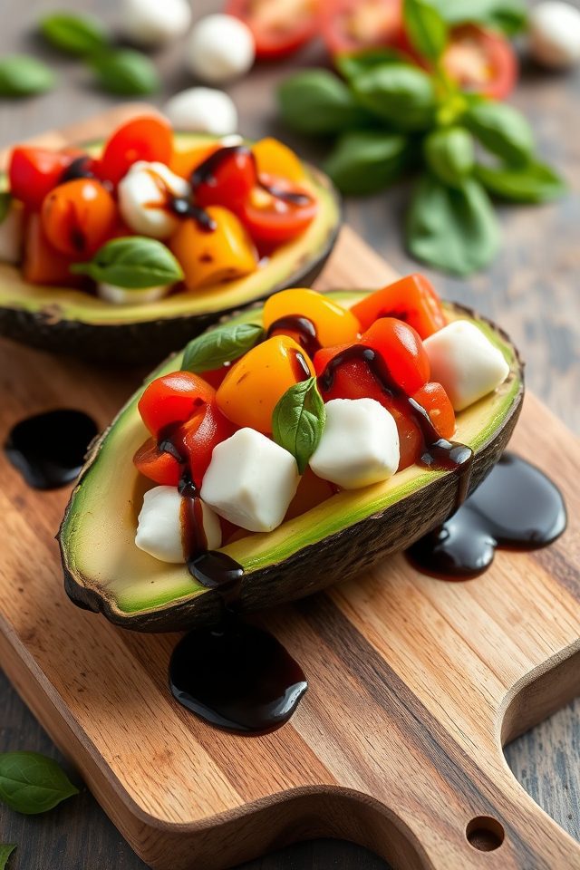 avocados filled with caprese