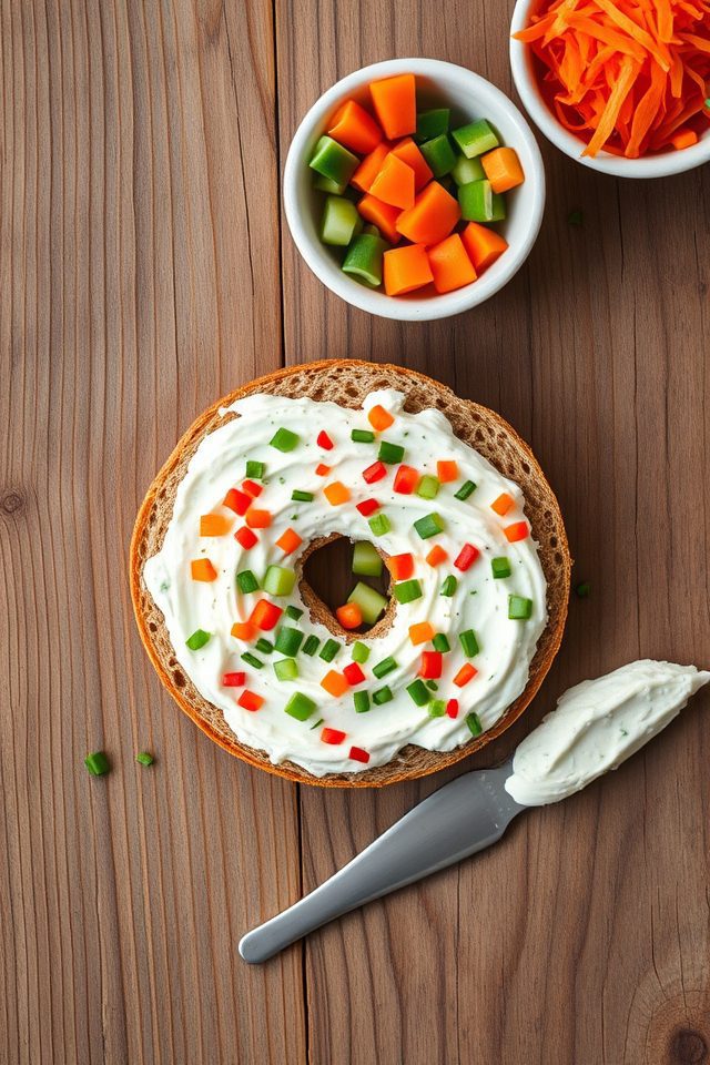 bagels with vegetable spread