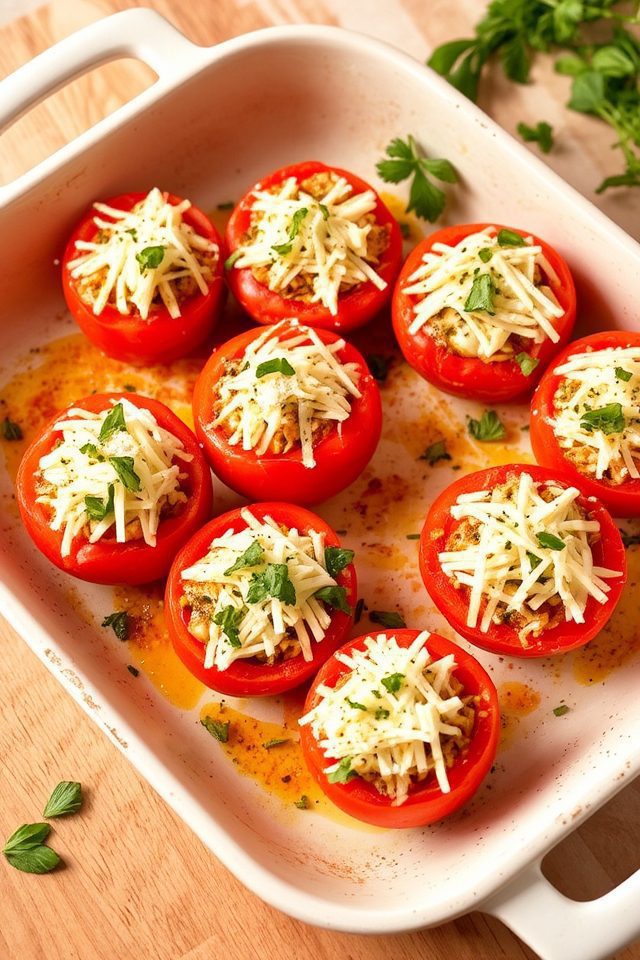 baked cheese filled tomatoes