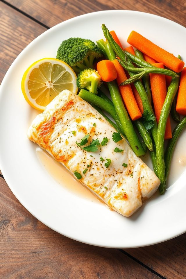 baked cod steamed vegetables