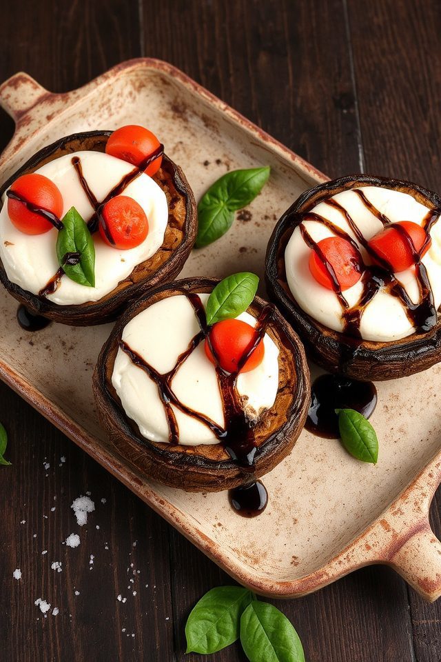 baked mozzarella basil mushrooms