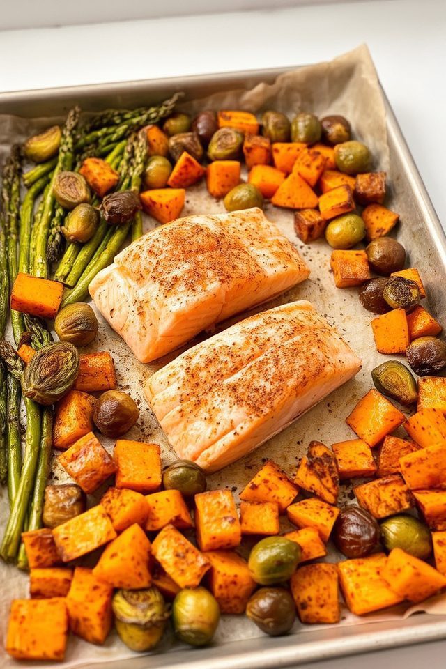 baked salmon and vegetables