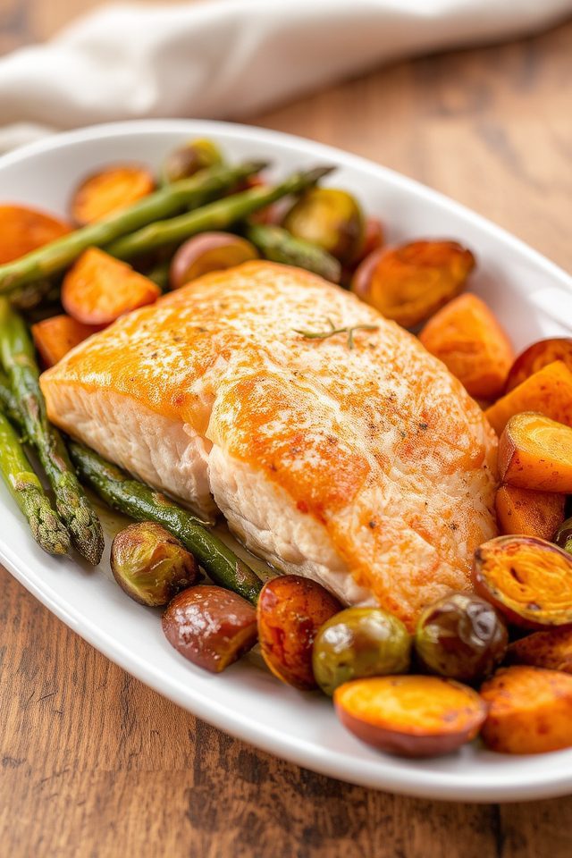 baked salmon evening meal