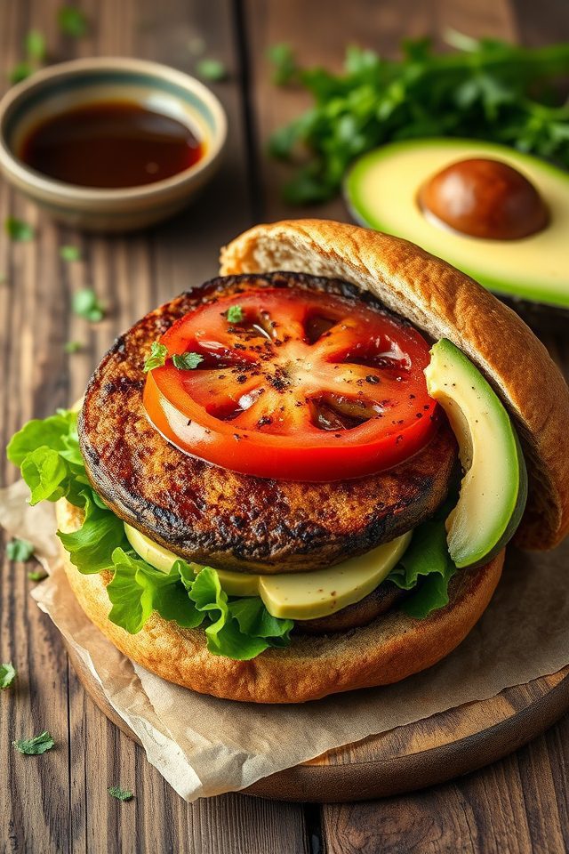 balsamic glazed mushroom burgers