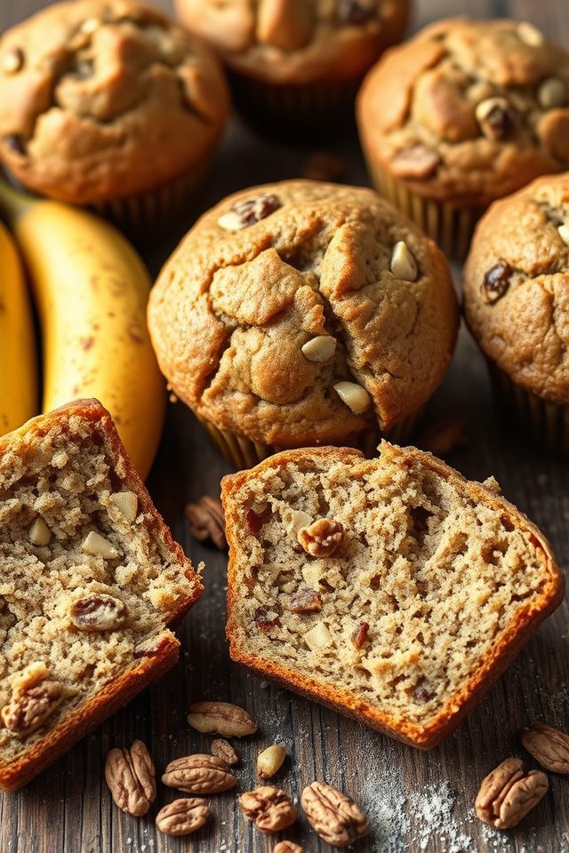banana nut wheat muffins