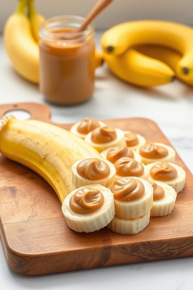 banana topped with peanut butter