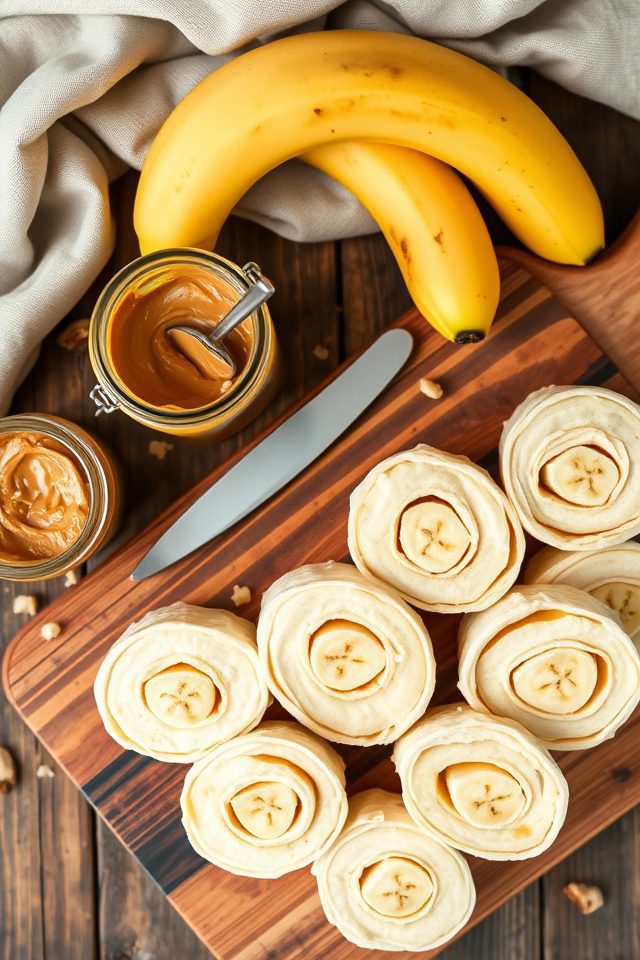 bananas wrapped with nutbutter