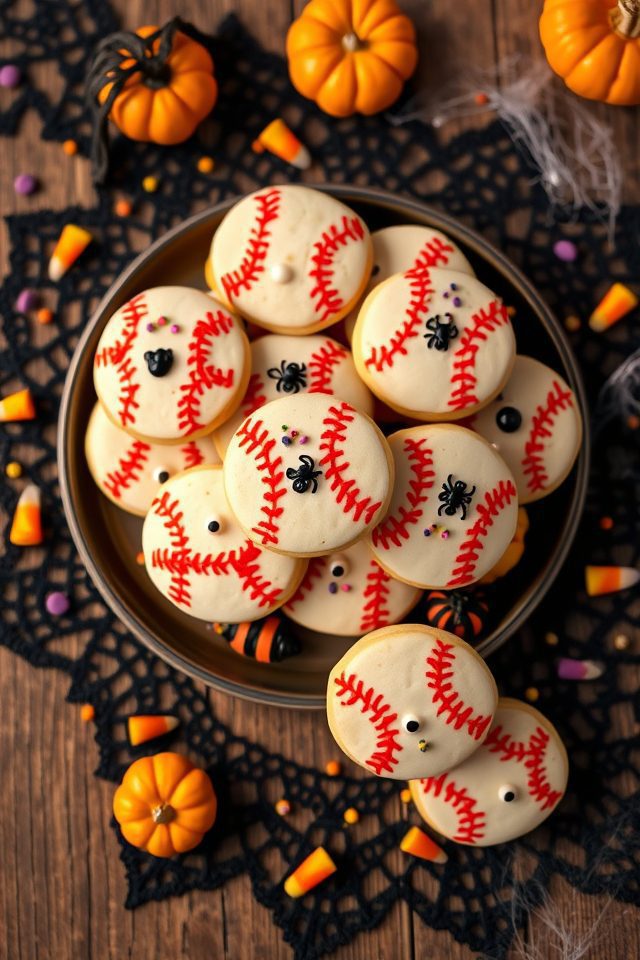 baseball themed halloween cookies