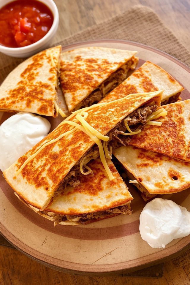 beef and cheese quesadillas