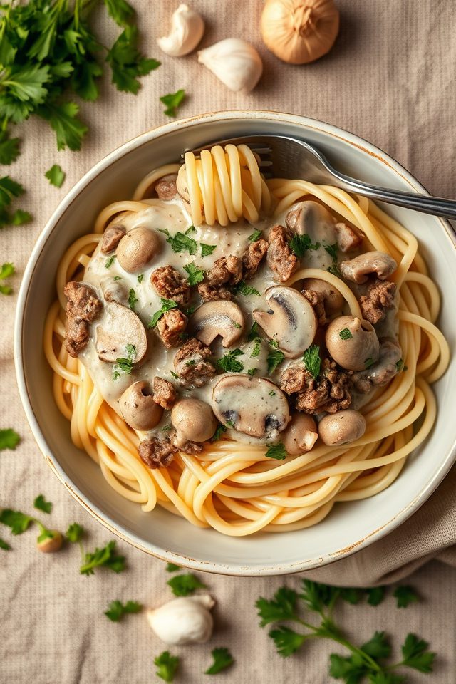 beef and mushroom stroganoff