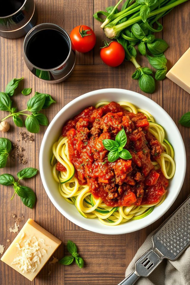 beef bolognese with zucchini