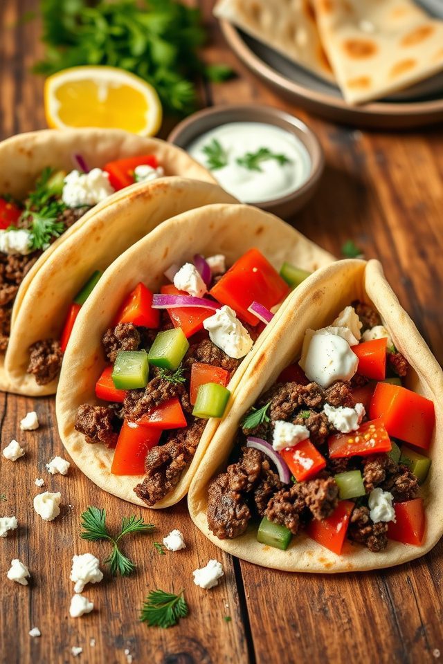 beef filled mediterranean pitas