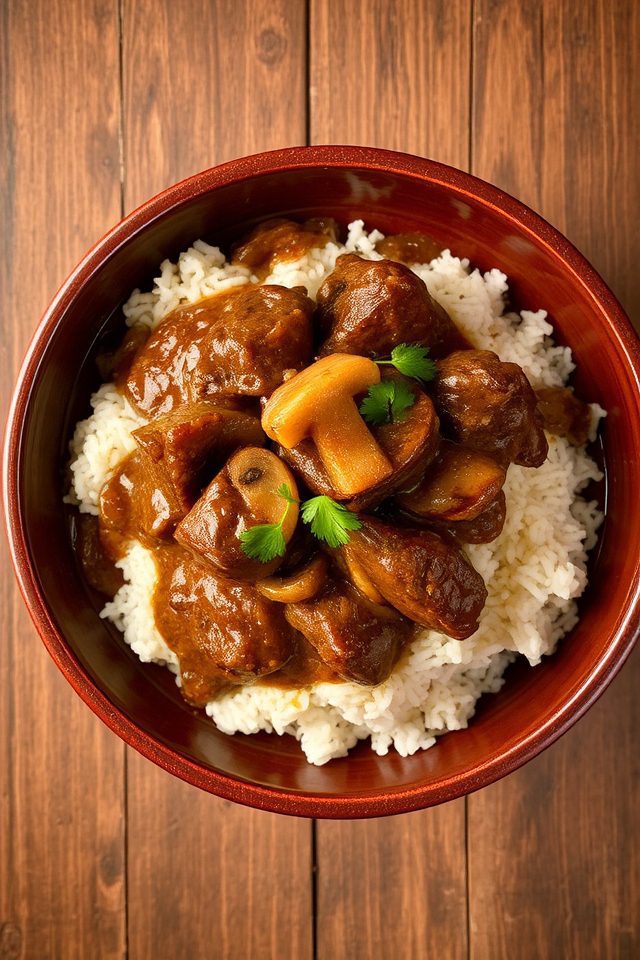 beef in mushroom gravy