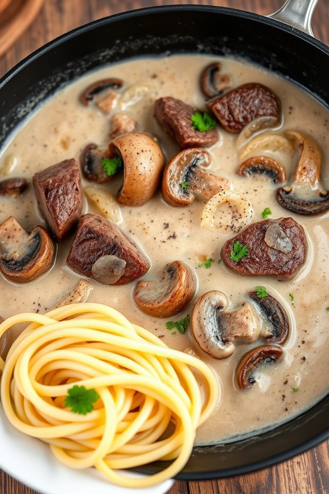 beef pasta creamy dish