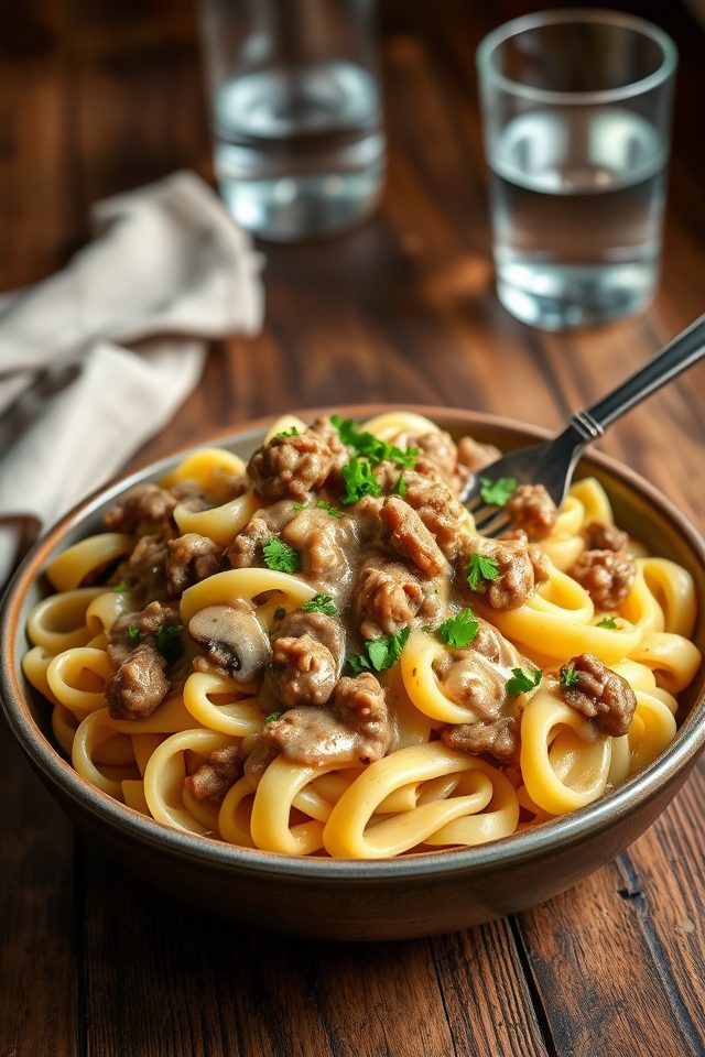 beef pasta creamy sauce