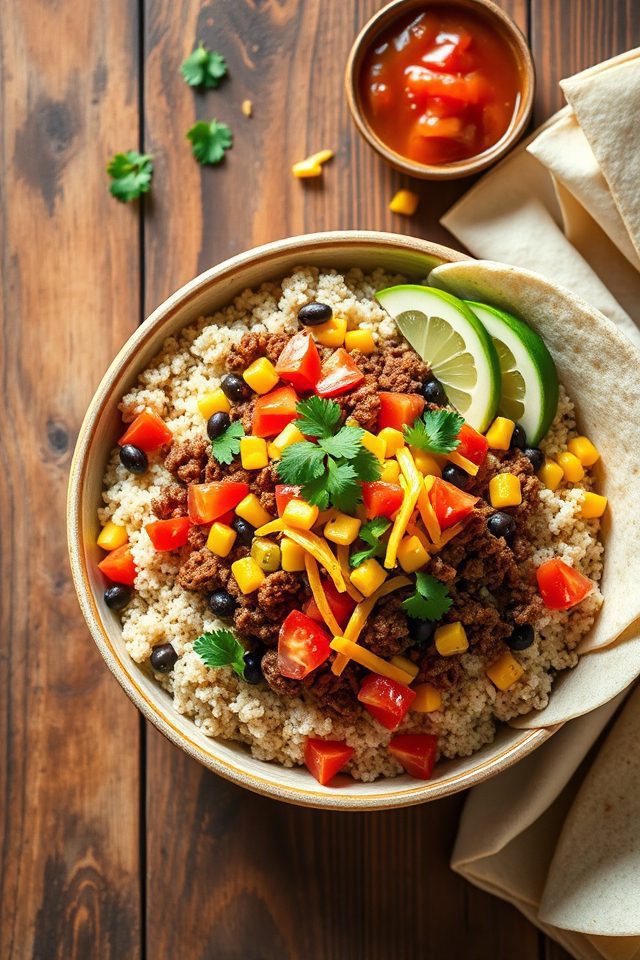 beef quinoa burrito bowls