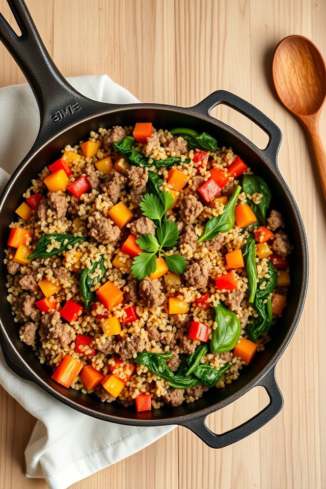 beef quinoa protein skillet