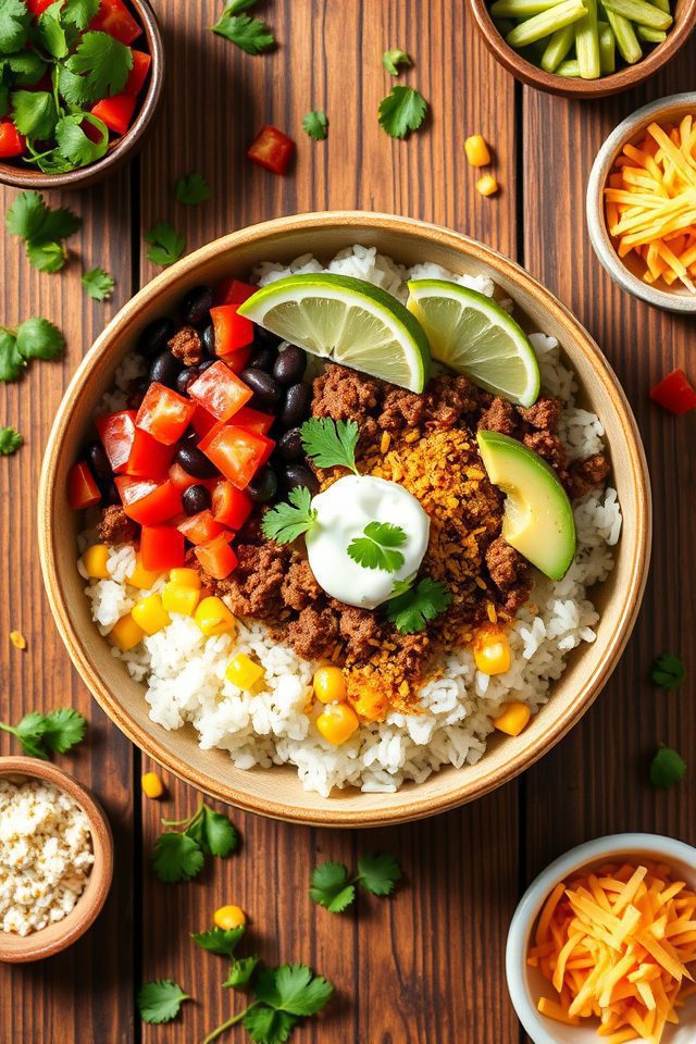 beef rice burrito bowls