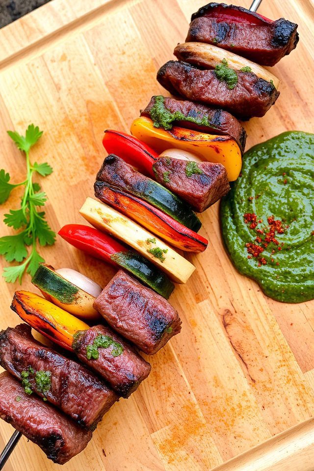 beef skewers with chimichurri