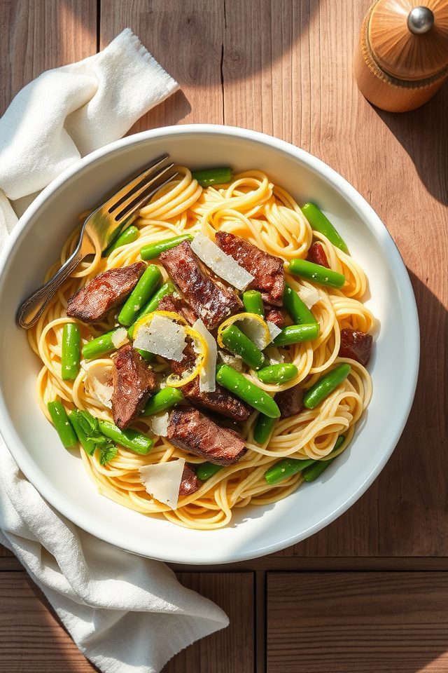 beef snap pea pasta
