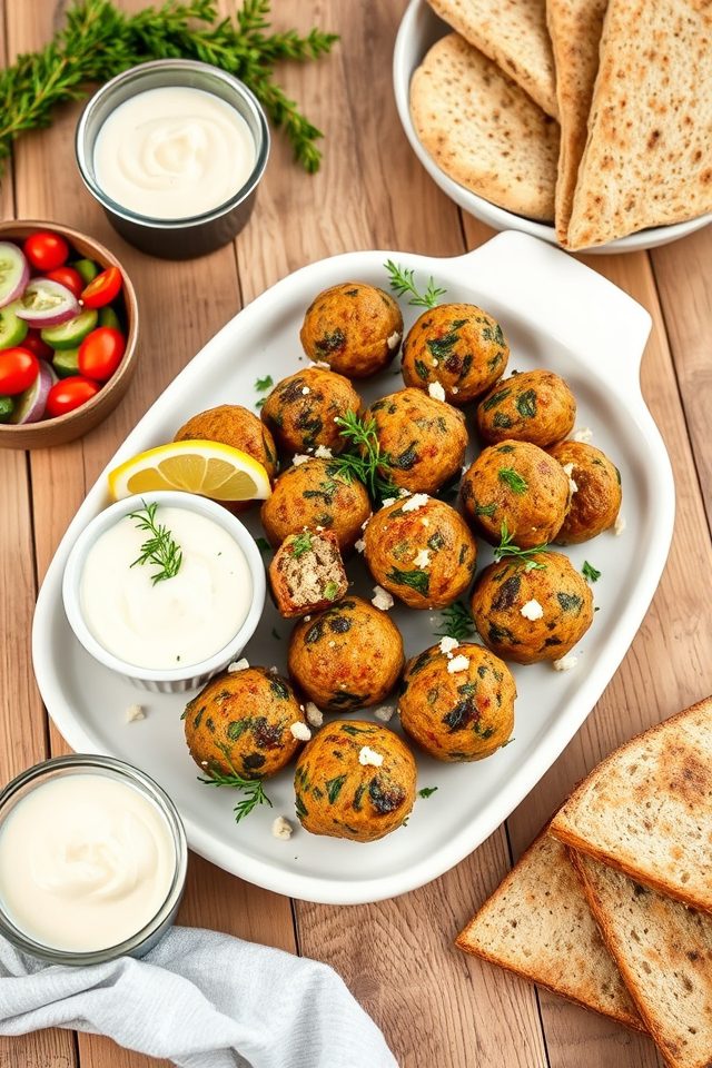 beef spinach greek meatballs