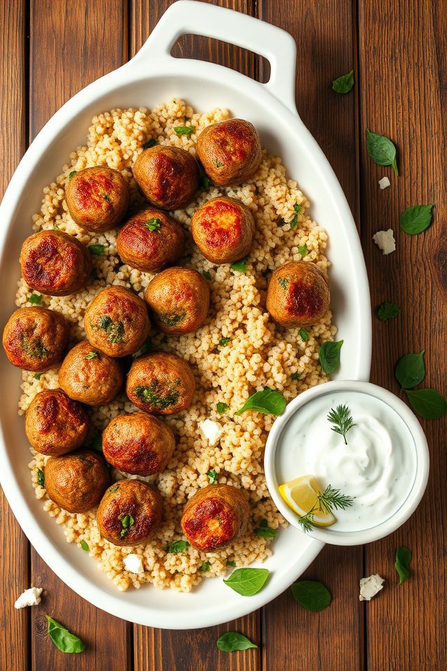 beef spinach greek meatballs