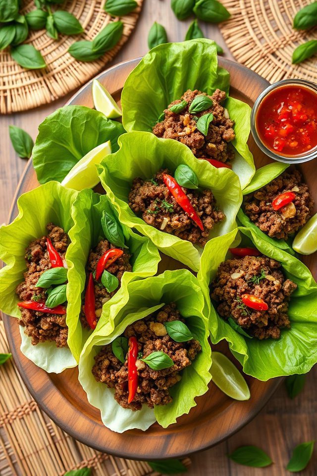 beef thai lettuce wraps