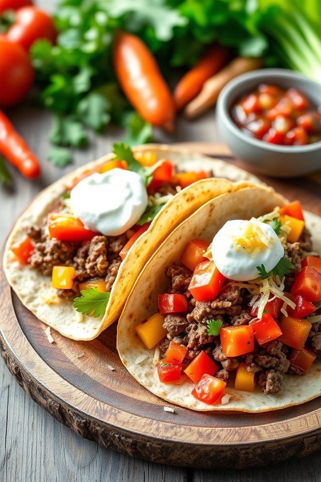 beef veggie whole grain tacos