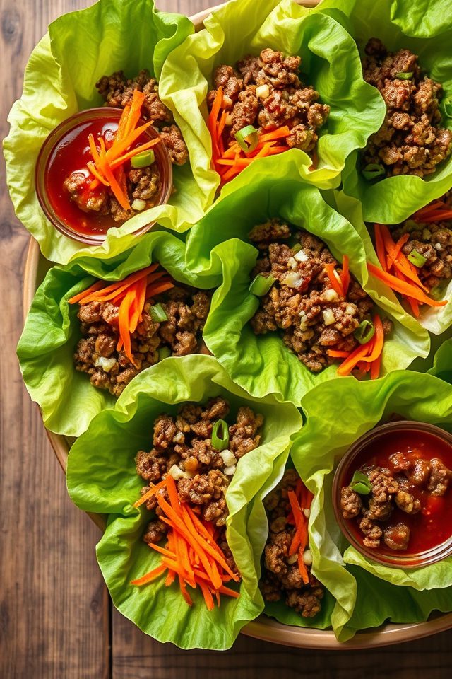 beef wrapped in lettuce