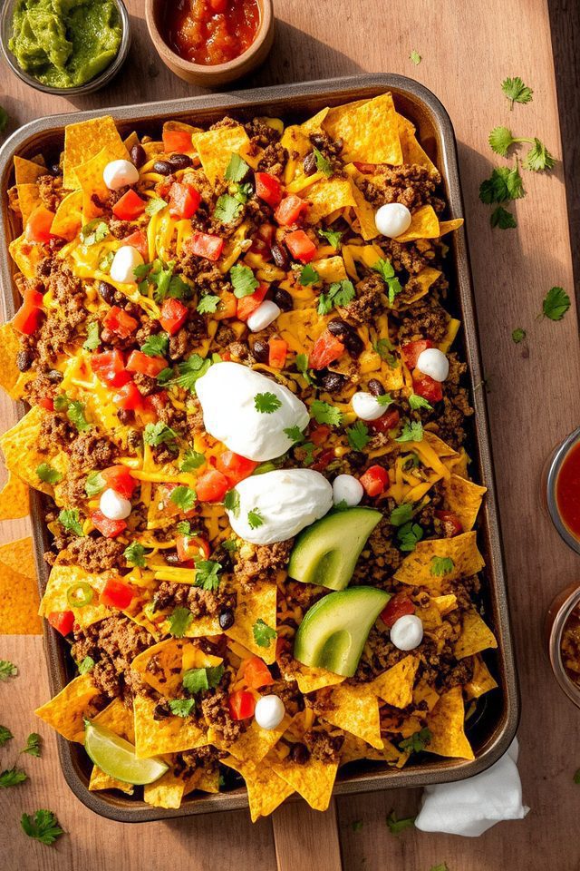 beefy cheesy loaded nachos