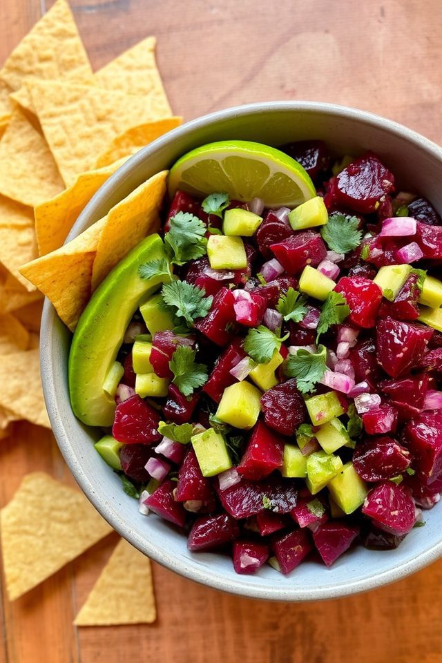 beet avocado salsa snack