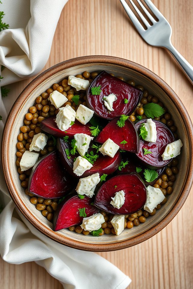 beet lentil goat cheese