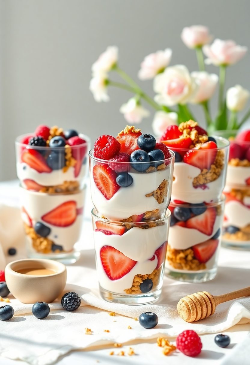 berry yogurt granola parfaits