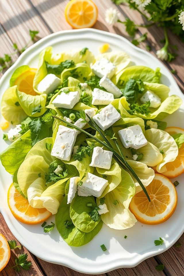 bibb lettuce herbs goat cheese