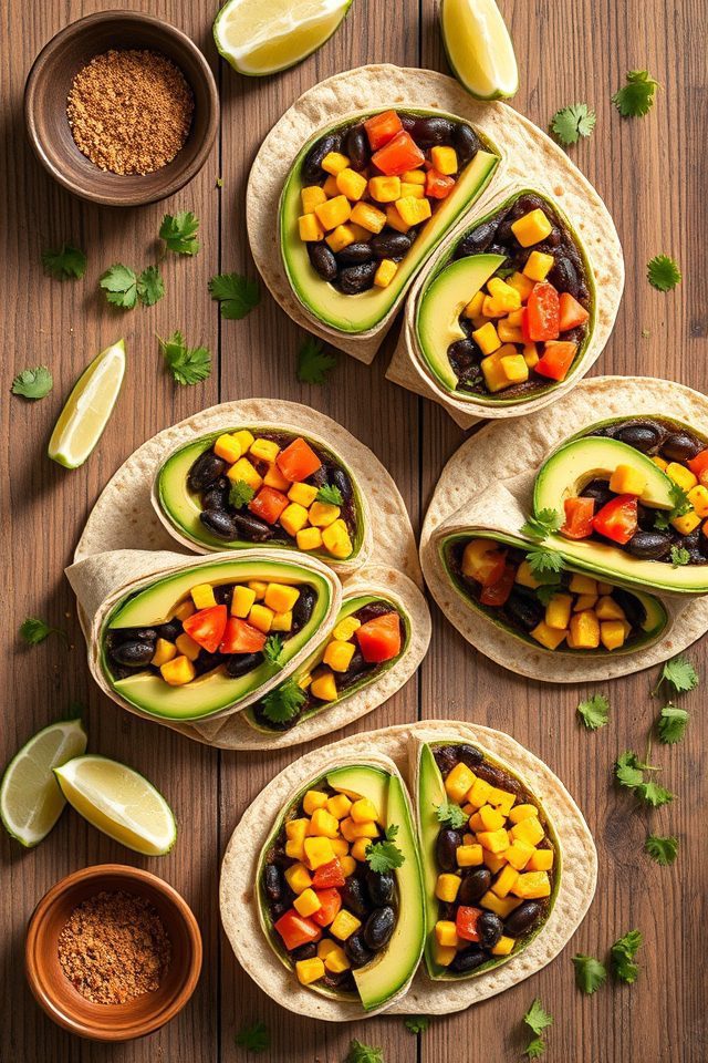 black bean avocado wraps