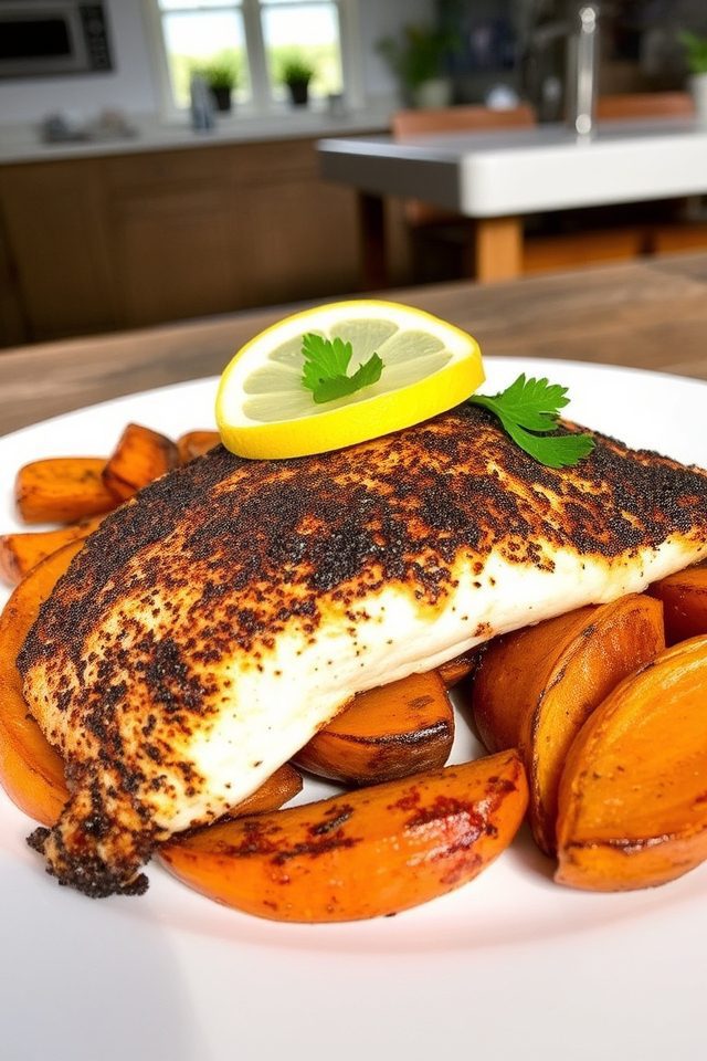 blackened fish sweet potatoes