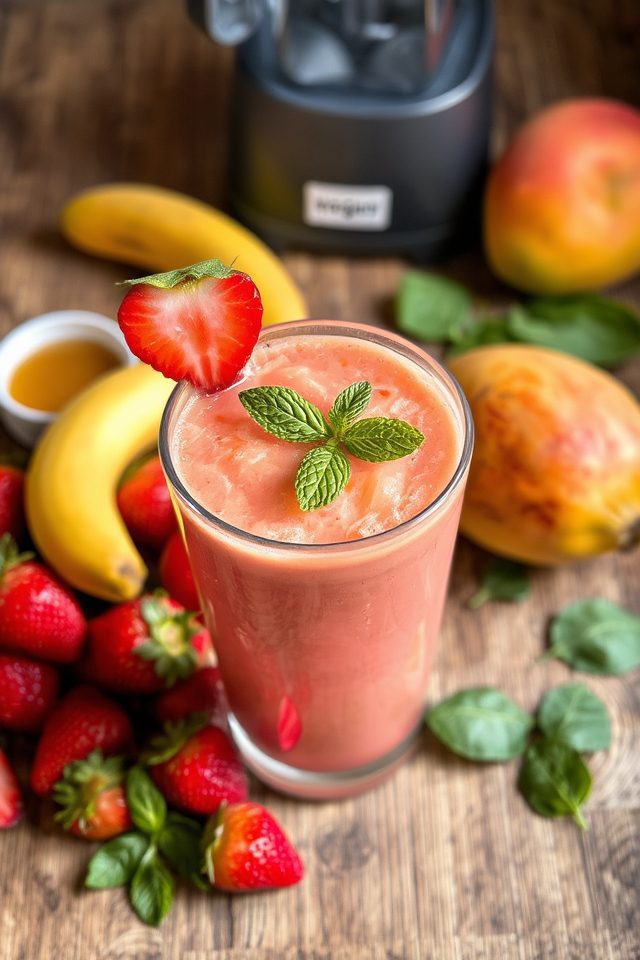 blended fresh fruit smoothies