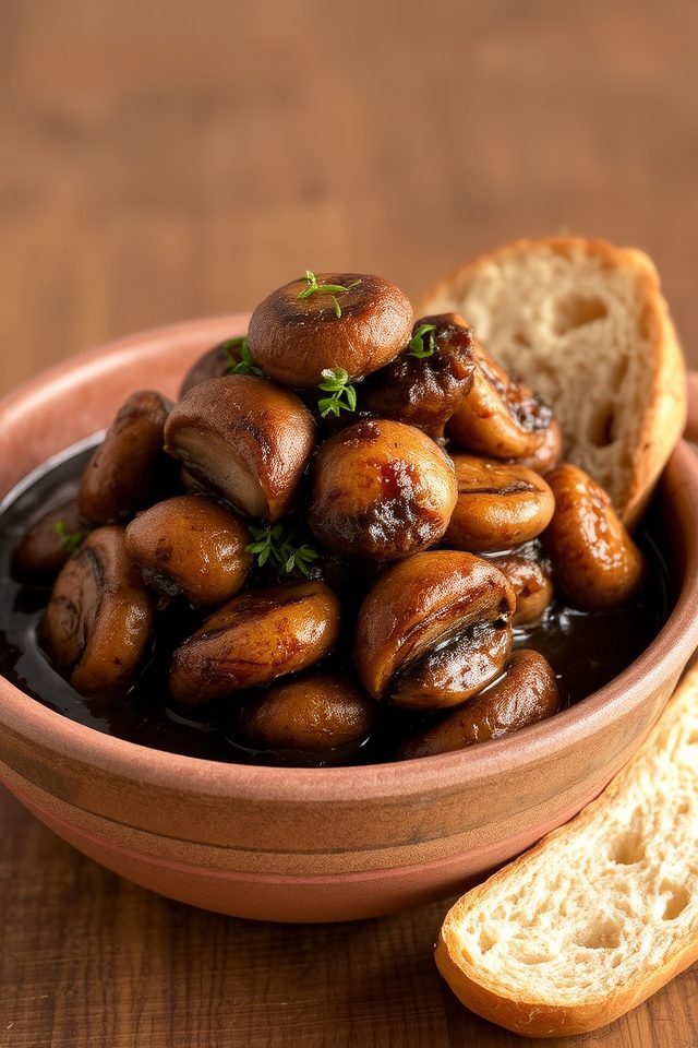braised mushrooms in wine