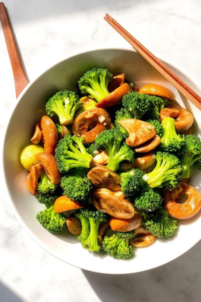 broccoli mushrooms garlic soy