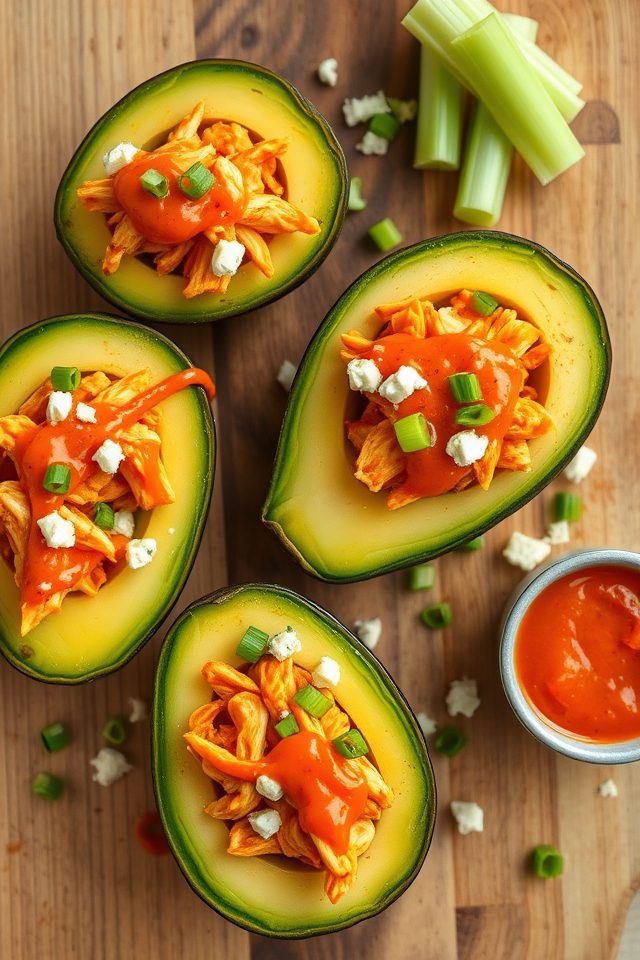 buffalo chicken filled avocados
